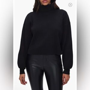 Urban Outfitters Ribbed High Neck Balloon Sleeve Cropped Sweater